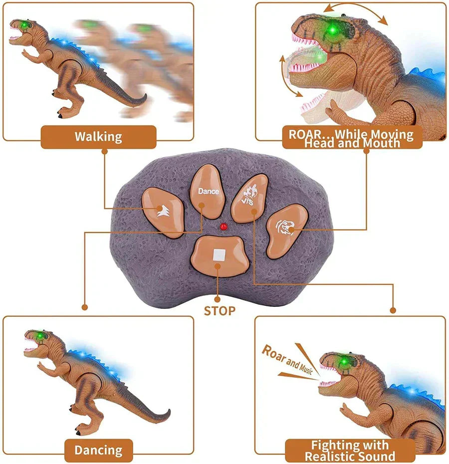 Remote Control T-Rex Dinosaur with Lights Sounds Walking RC Toy
