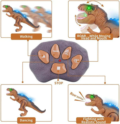 Remote Control T-Rex Dinosaur with Lights Sounds Walking RC Toy
