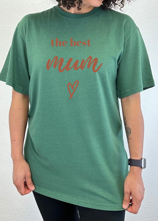 Camiseta gráfica de manga corta unisex de bambú viscosa/algodón orgánico The Best Mum
