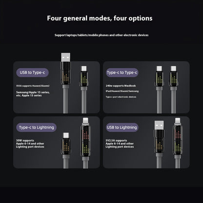 12m Lengthened Super Soft Liquid Four-in-one For Android Fast Charge Data Cable