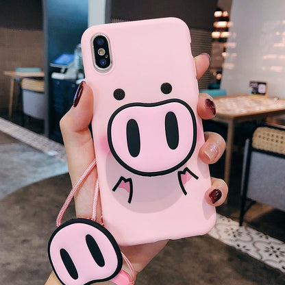 Compatible With  Compatible With , Funny Cartoon PigCase For  X XS Max XR Case For7 6s 8 8 Plus Cover Cute Nose Soft Back Cases Animal Capa
