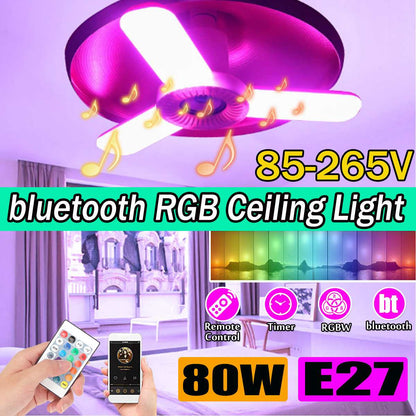 Lampe de musique Bluetooth pliante à trois feuilles RVB