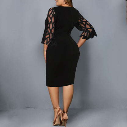 Vestido de talla grande con estampado de rosas para mujer