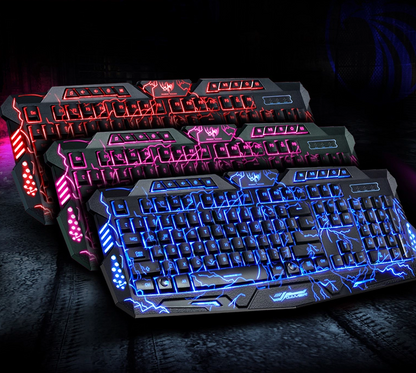 Ensemble clavier de jeu filaire J10 rétroéclairé tricolore, souris de jeu lumineuse colorée, clavier russe