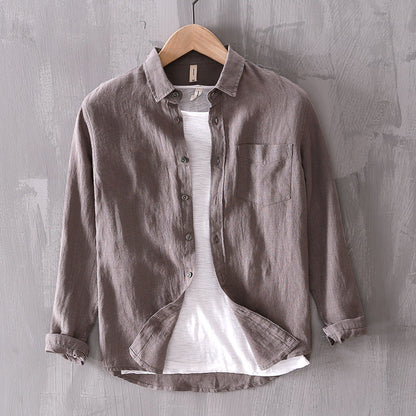 Cotton And Linen Men's Long-sleeved Casual Shirt