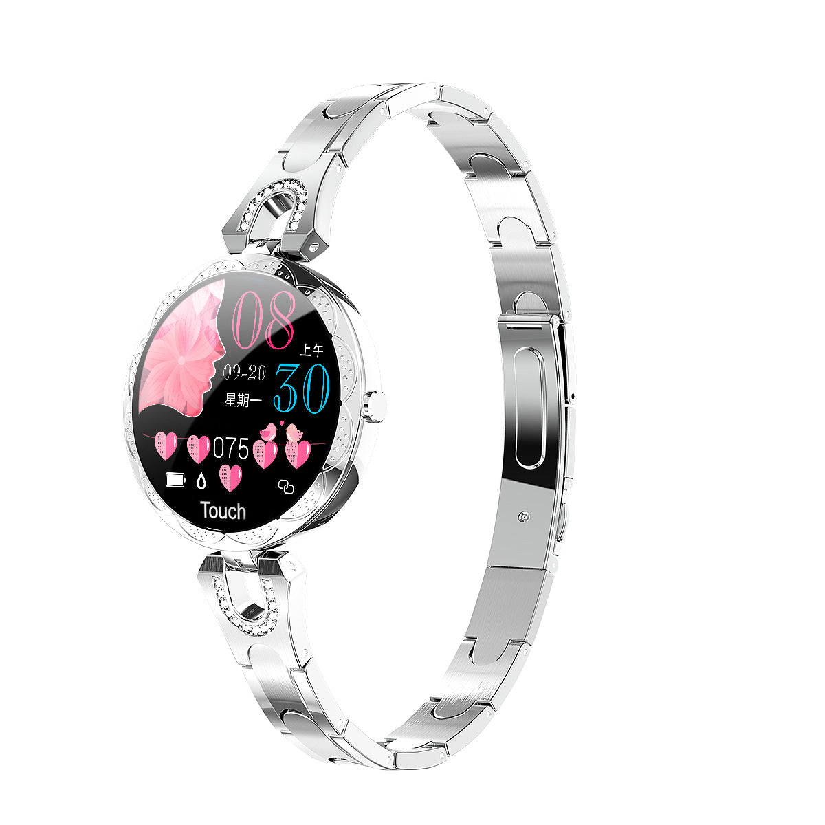 Montre intelligente de mode pour femmes Dispositif portable étanche Moniteur de fréquence cardiaque Montre intelligente de sport pour femmes Mesdames