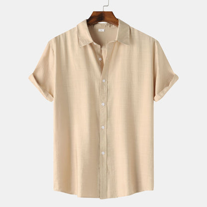 Teenagers Solid Color Short-sleeved Lapel Shirt Top