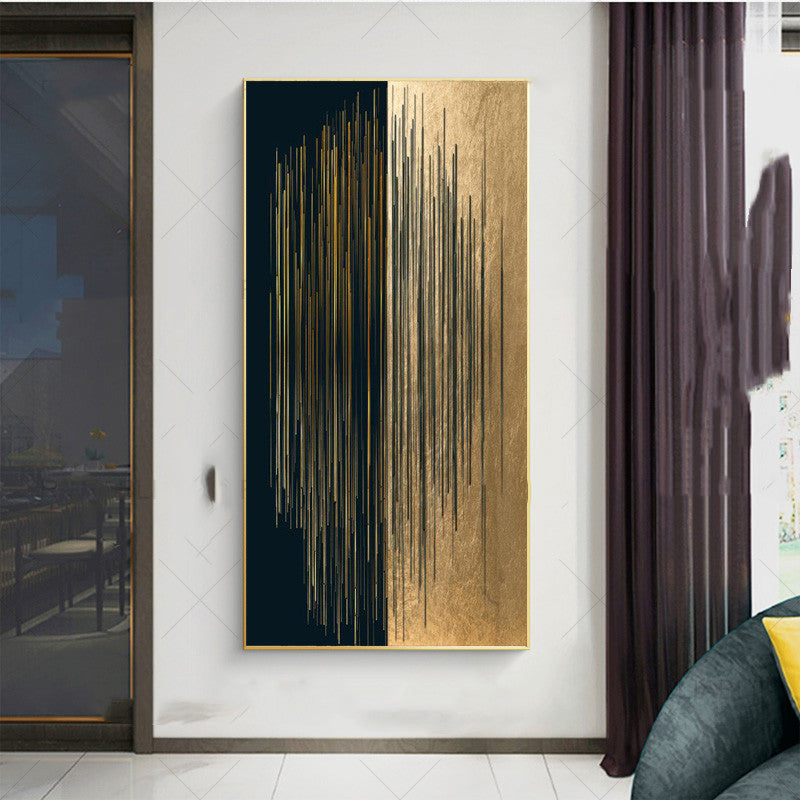 Peinture sur toile lignes noires et dorées abstraites minimalistes modernes décoration galerie maison