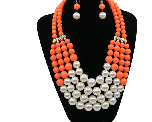 Parure de bijoux bohème multibrins de perles d'imitation