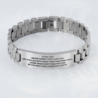 New Style Stainless Steel Black Strap Lettering Bracelet