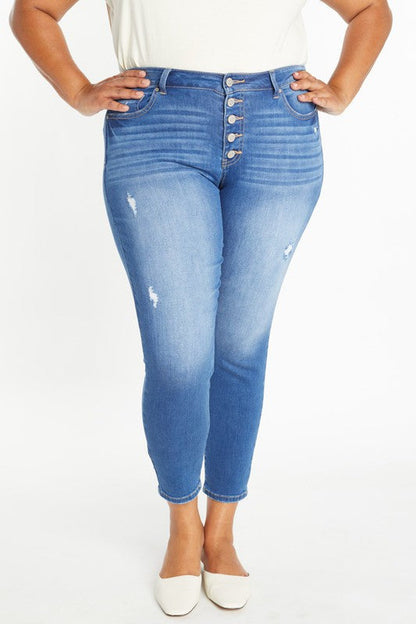 CURVY DESTRUCTED ANKLE SKINNY JEAN