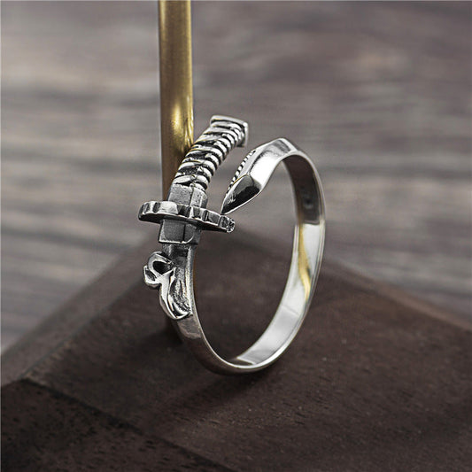 Bague Homme Argent Épée de Samouraï Thaïlandaise Personnalité Design