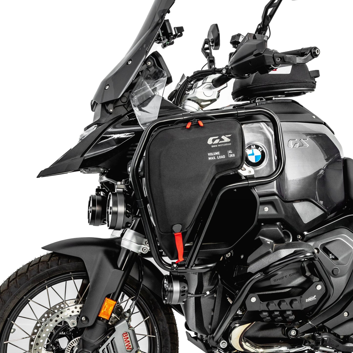 LOBOO Upper Crash Bar for BMW R1300GS Adventure (2024-on) – 304 Stainless Steel, Multi-Point Support, Silver / Black Finish