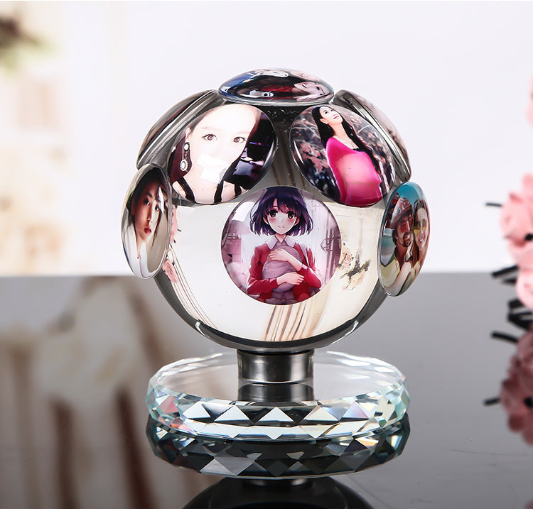 Cadre photo rotatif en cristal