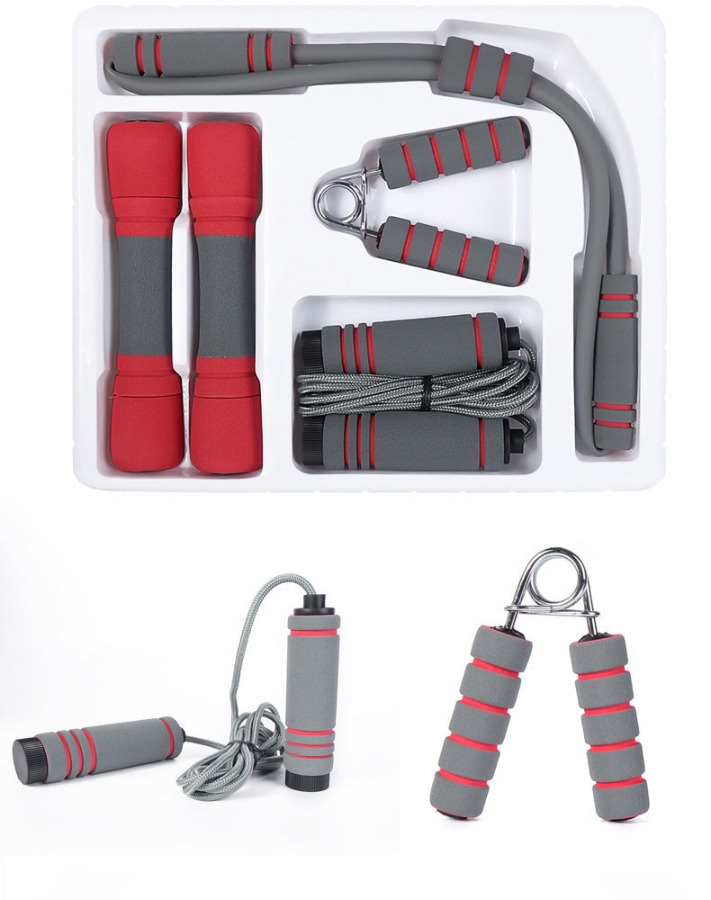 Ensemble d'équipement de fitness pour femmes : Corde à sauter, extenseur de poitrine à ressort, haltère
