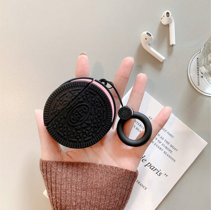 Compatible con Apple, funda protectora para AirPods de galletas Oreo con llavero