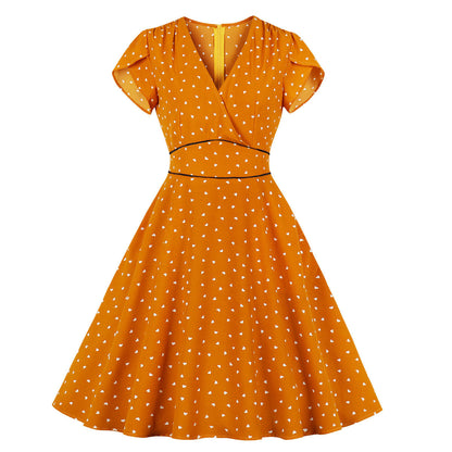 Polka Dot Hit Color Plus Size Women's Short Sleeve Dress