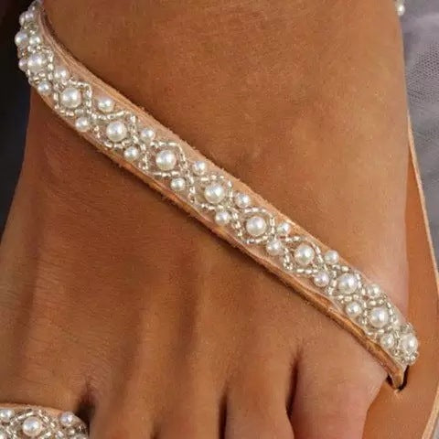 Chaussures de plage grande taille à strass et semelle plate