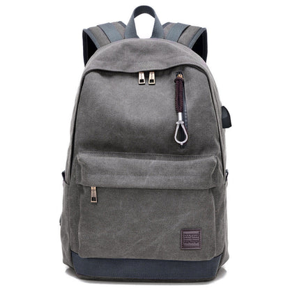 Canvas backpack usb rechargeable backpack