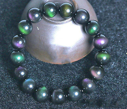 Pulsera de obsidiana ojo de arcoíris púrpura y verde