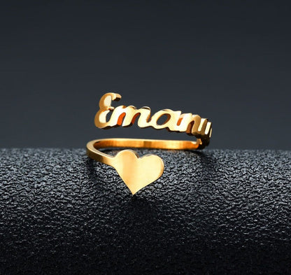 Customized Name Men Women Ring Personalized Love Heart Fashion Stainless Steel Rings Jewelry Valentine's Day Gifts