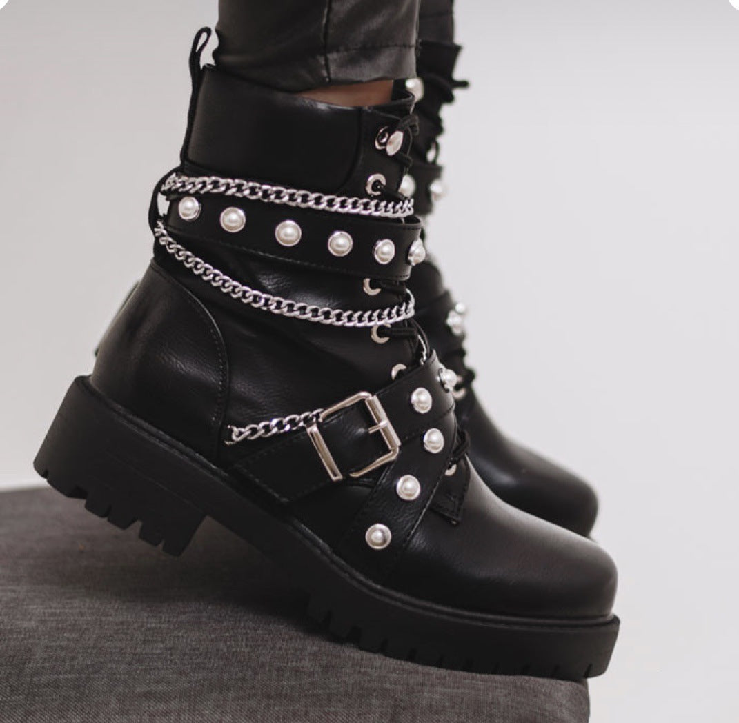 Botas de motocicleta todoterreno estilo británico para mujer