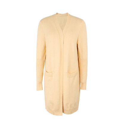 Solid Color Pocket Sweater Autumn And Winter Sweater Women's Cardigan Coat
