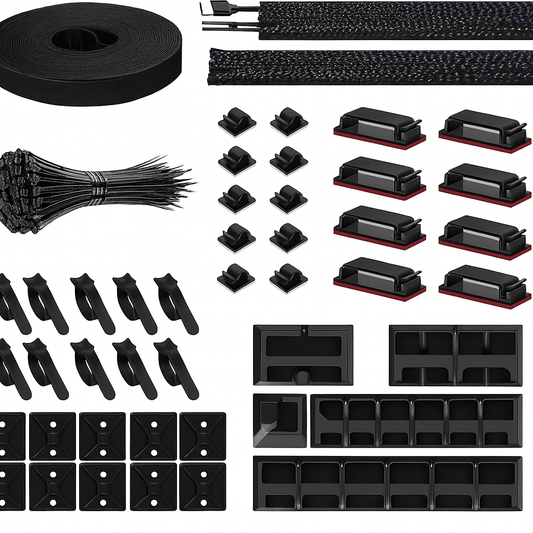 146-Piece Cable Organizer Set – Cord Management Kit with Adhesive Clips, Cable Sleeves