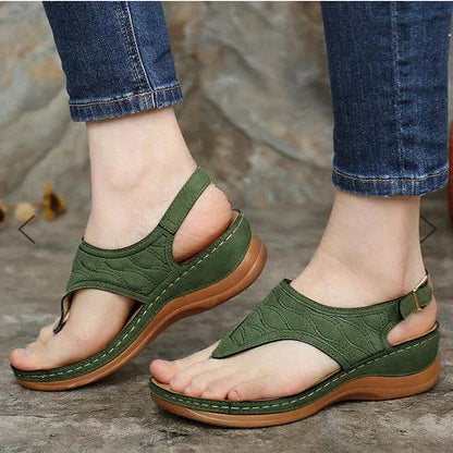Chaussures d'été Sandales romaines rétro à clip pour femmes avec boucle à la cheville