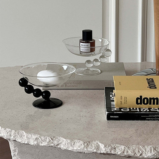 Table basse de salon créative avec bol en verre transparent