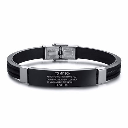 Stainless steel curved brand bracelet