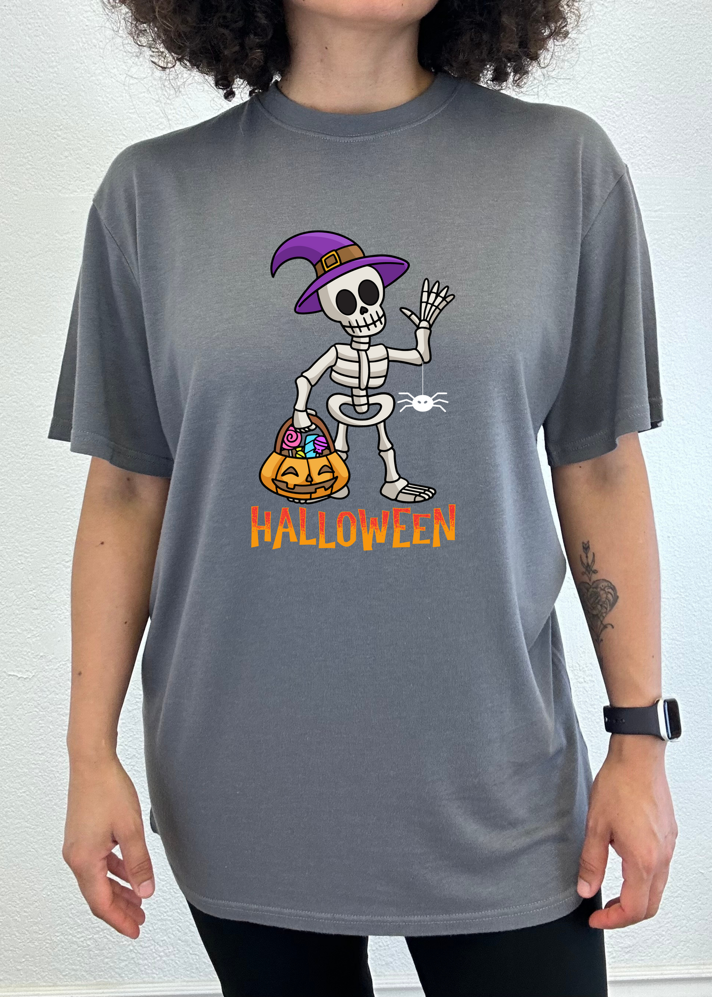 Camiseta gráfica unisex de manga corta de bambú-viscosa/algodón orgánico "Happy Halloween"
