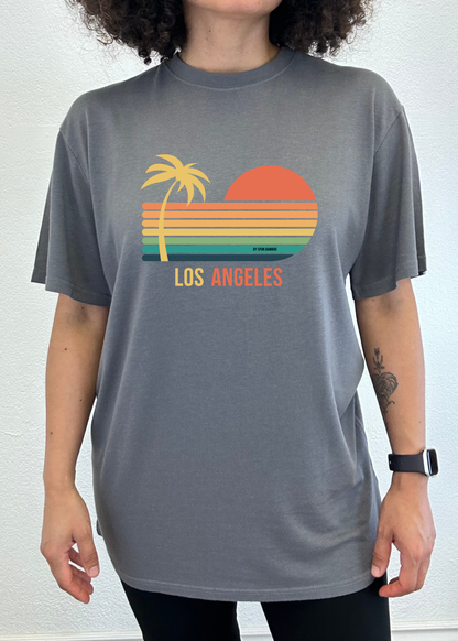 T-shirt graphique unisexe à manches courtes en viscose de bambou/coton biologique de Los Angeles