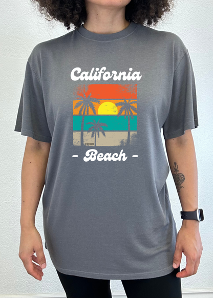 T-shirt à manches courtes unisexe en bambou/viscose et coton biologique California Beach avec motif
