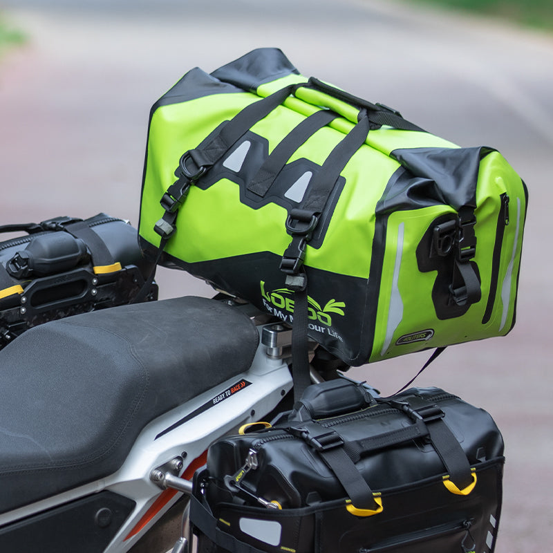 LOBOO Waterproof Motorcycle PVC Tail Bag  Magnetic Closure & Reflective Strips