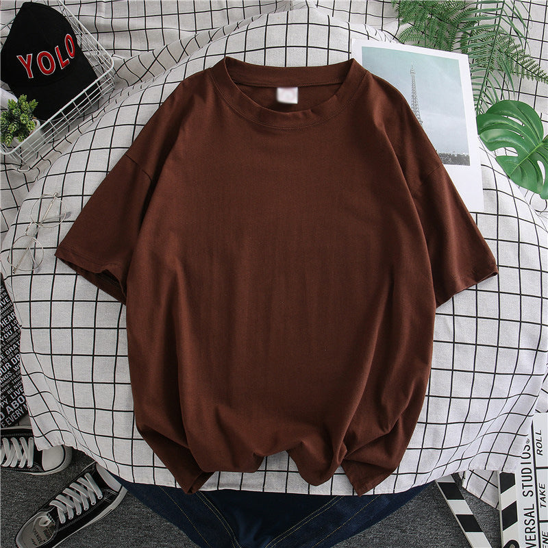 Hong Kong Style Men’s Solid T-Shirt – Loose Mid-Sleeve | S–5XL