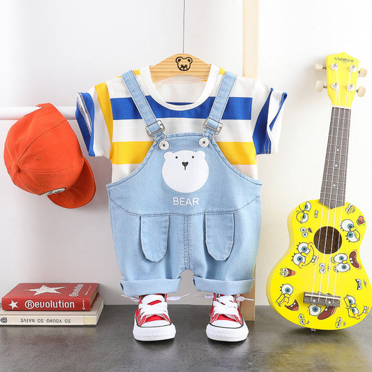 Traje de verano de manga corta con tirantes