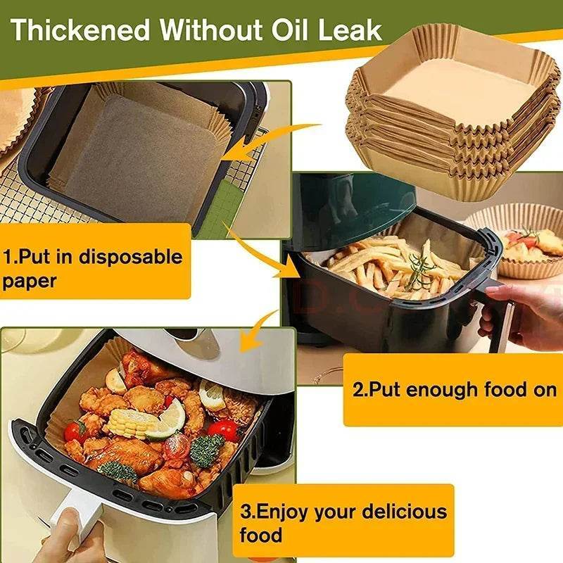 Accessoires en papier pour friteuse à air chaud, papier de cuisson jetable antiadhésif pour friteuse à air chaud, papier parchemin pour four à convection