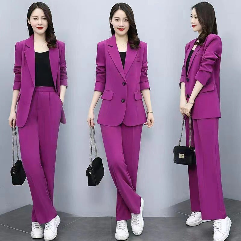 Ensemble deux pièces de tailleur-pantalon à jambes larges pour femme