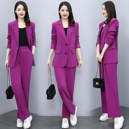 Ensemble deux pièces de tailleur-pantalon à jambes larges pour femme