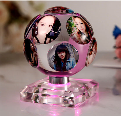 Cadre photo rotatif en cristal