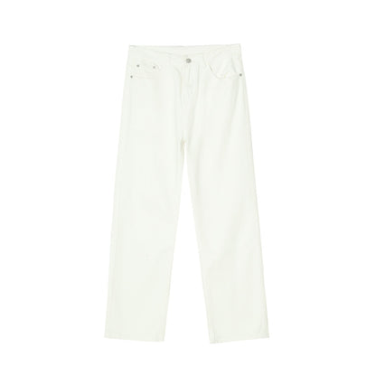 Black And White Basic Simple Jeans Men's Slim Trousers