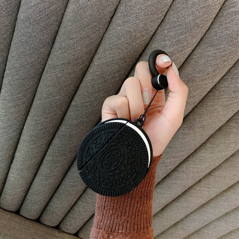 Compatible con Apple, funda protectora para AirPods de galletas Oreo con llavero
