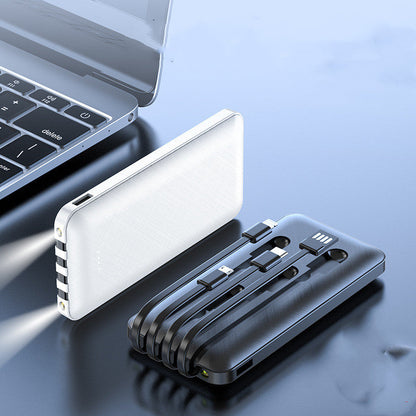 High capacity power bank with its own cable