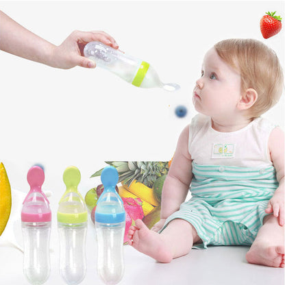 Safe Newborn Baby Feeding Bottle Toddler Silicone Squeeze Feeding Spoon Milk Bottle Baby Training Feeder Food Supplement