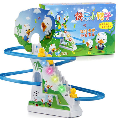 Pista de escalada de pingüinos o patos, juguetes de regalo de cumpleaños para niños con música y luces eléctricas de dibujos animados clásicos