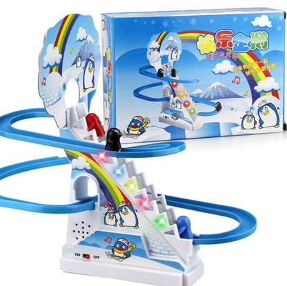Pista de escalada de pingüinos o patos, juguetes de regalo de cumpleaños para niños con música y luces eléctricas de dibujos animados clásicos