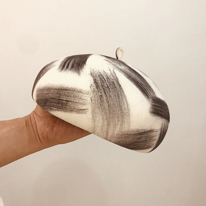 Simple graffiti brush color female wool felt hat