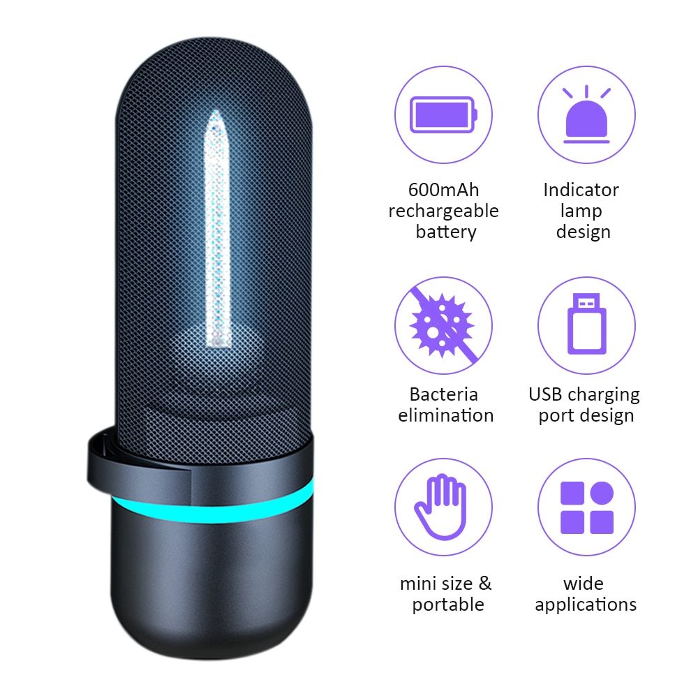 Lámpara germicida UV recargable por USB
