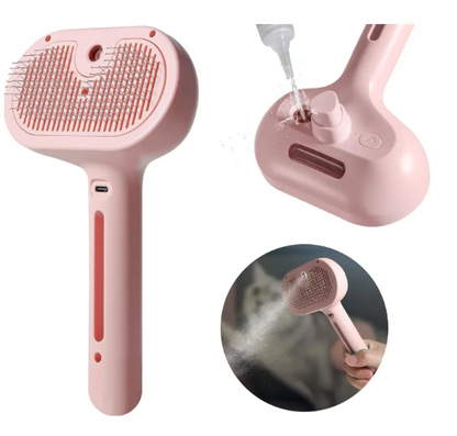 Pet Hair Spray Brush – 2-in-1 Grooming Spray Comb for Dogs & Cats | Removes Shedding & Detangles